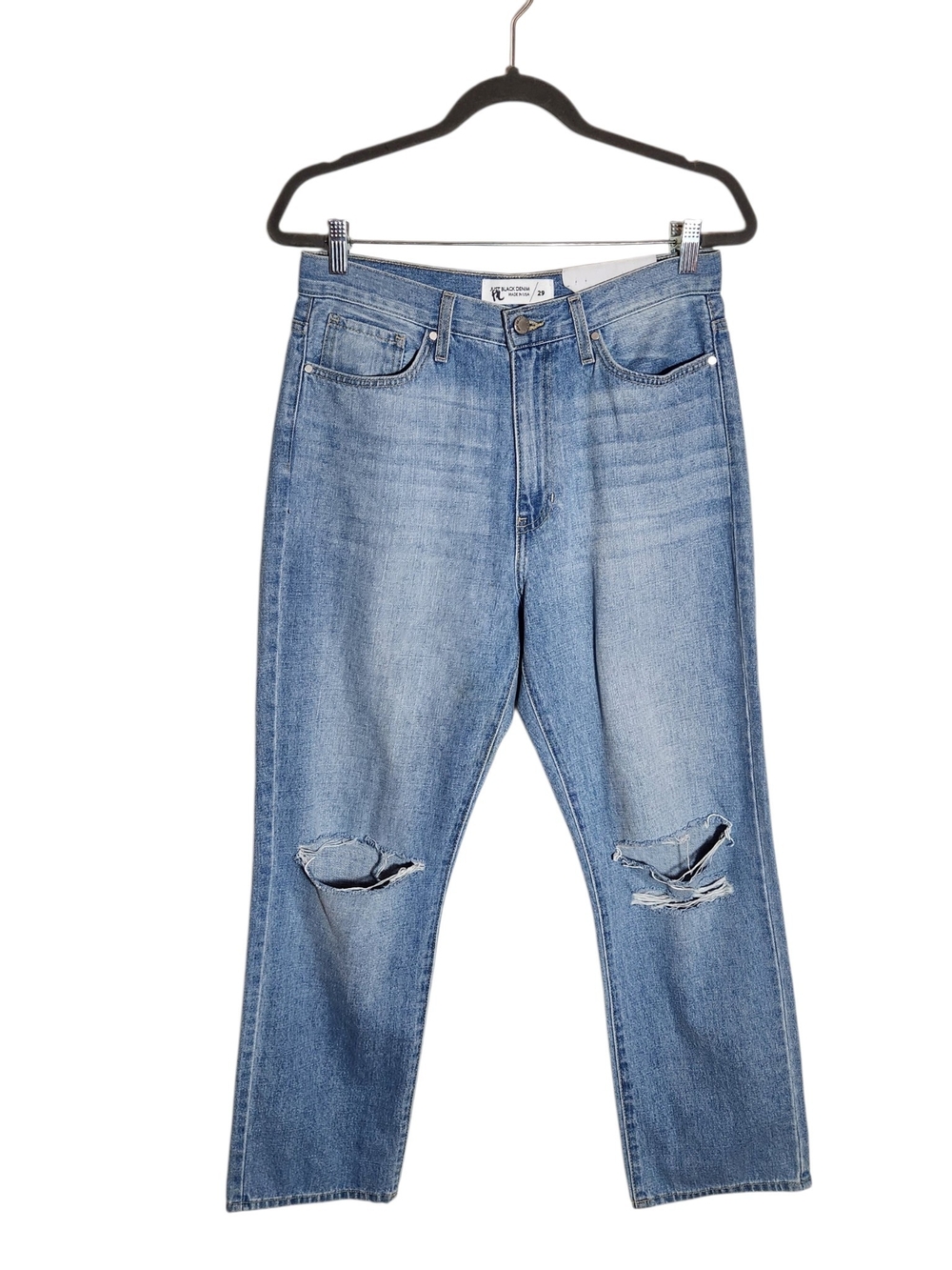 Just Black Denim Light Wash Distressed Straight Ankle Jeans NWT Size 29